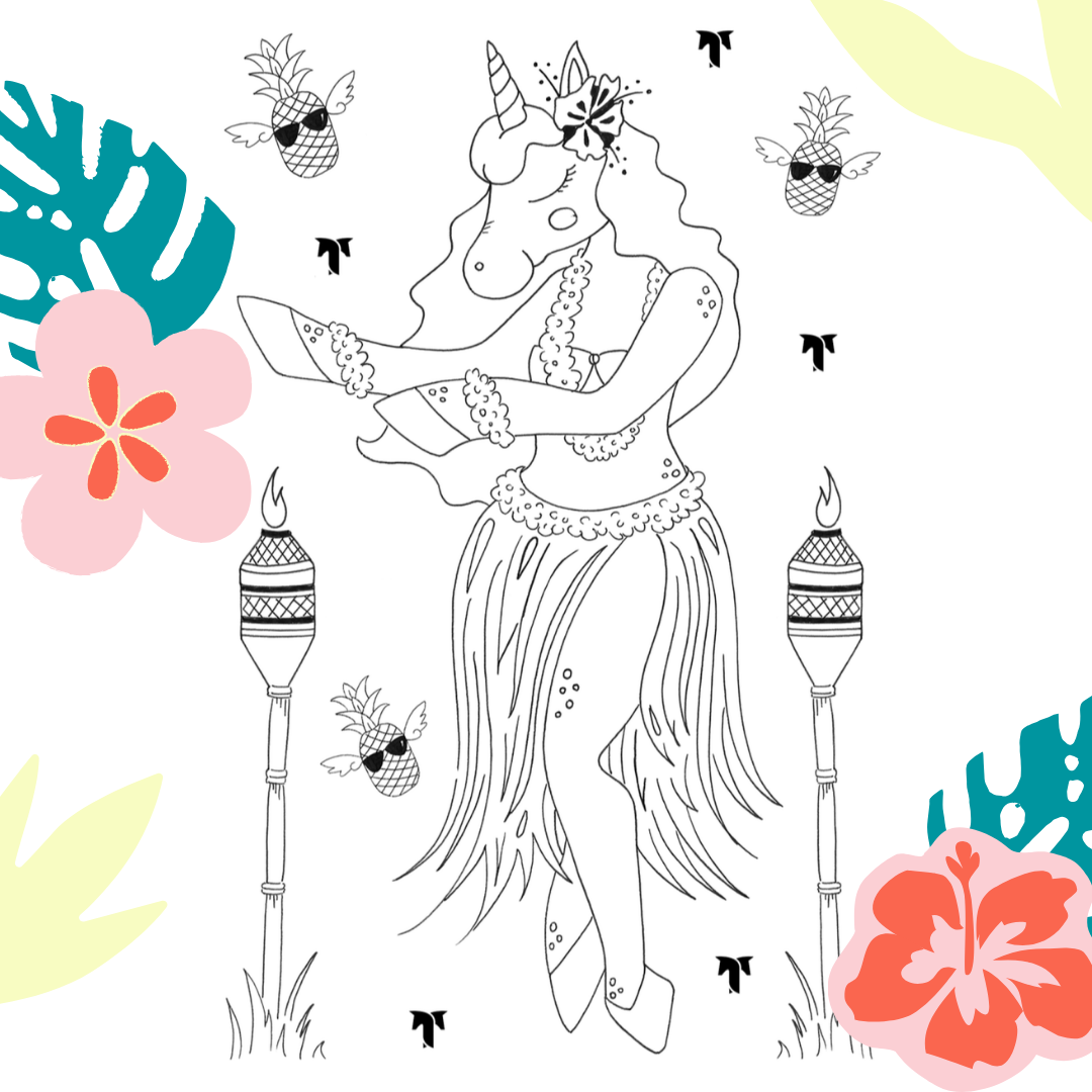 Free Download: TackHack HulaCorn Coloring Page