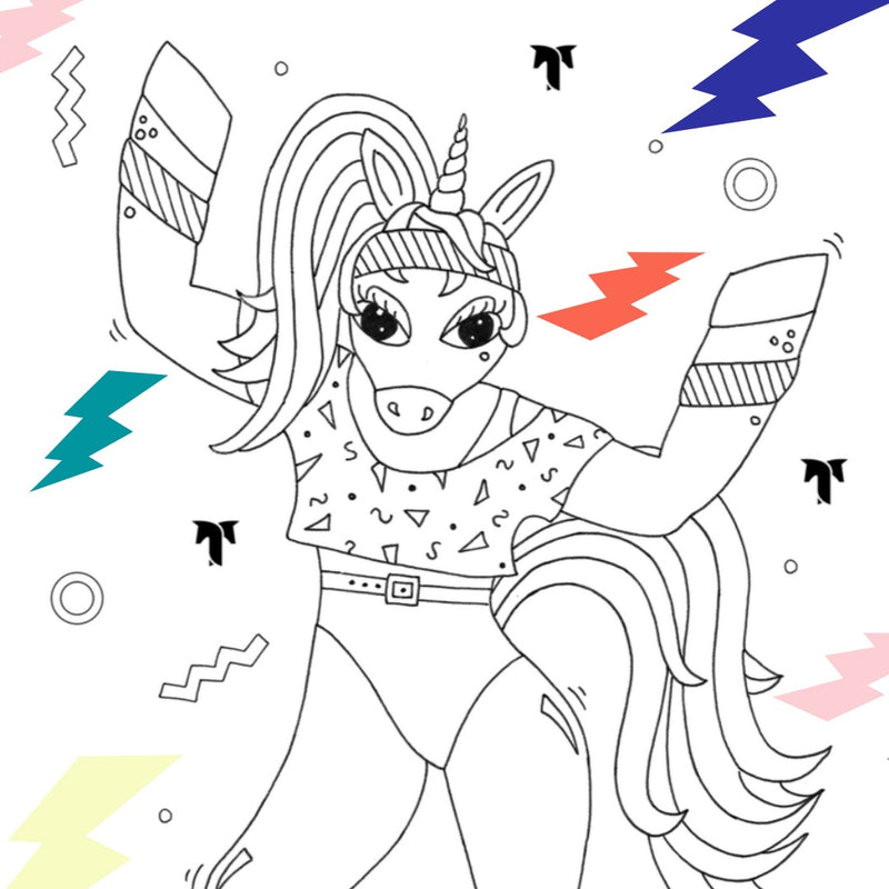 New Coloring Page:  80's Aerobicorn!